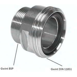 Przejściówka, adaptor gwintowany gwint BSP - DIN 11851 gwint mleczarski