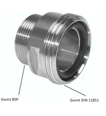 Przejściówka, adaptor gwintowany gwint BSP - DIN 11851 gwint mleczarski